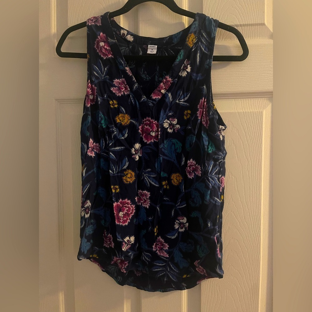 Old Navy Dark Blue Floral Tank Top​​​
